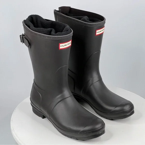 Hunter Original Short Boot Matte Black Waterproof Fisherman Fall Winter Rain 10 - Picture 8 of 15
